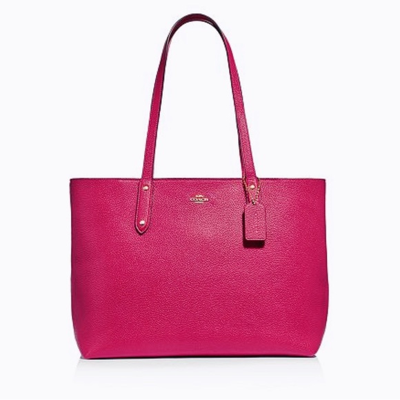 Coach Handbags - COACH LEATHER MAGENTA CITY TOTE✨